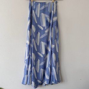 Mango Blue and White Flowy Maxi Skirt